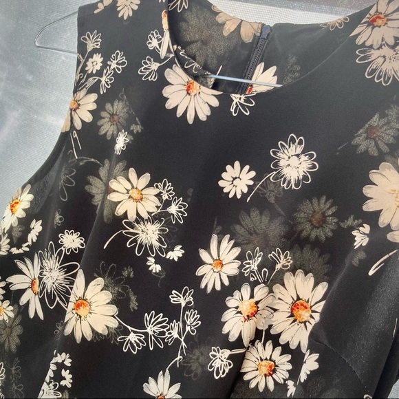 Y2K 90s Rampage black daisy print polyester sleeveless mini dress Juniors 3 - Picture 5 of 11
